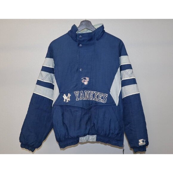 90s Yankees Starter Jacket Men's S Blue MLB Licensed Removable Hood - Picture 1 of 15